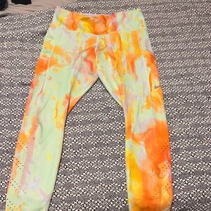 Nike Orange and Yellow Splash Leggings